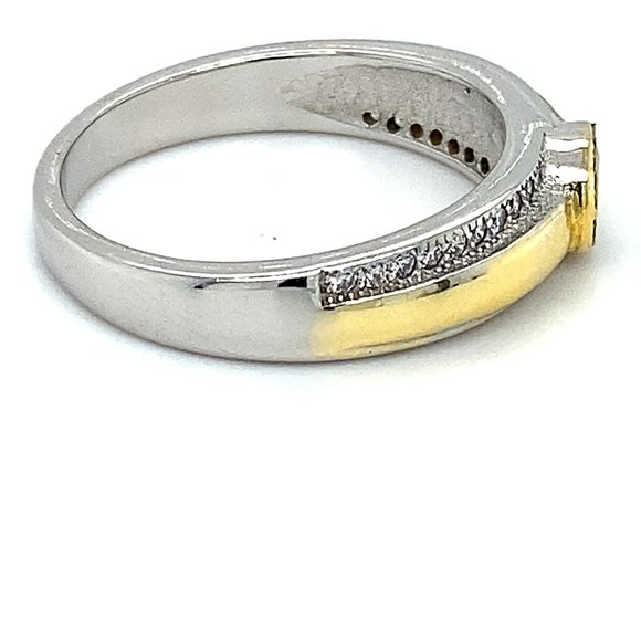 Precious Opal .34ct Golden Rhodium Silver Ring - Picture 3 of 5